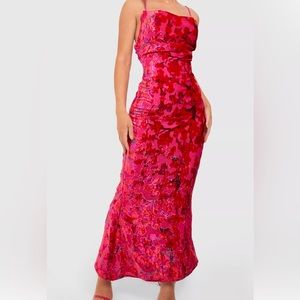 Maxi pink velvet dress NWT